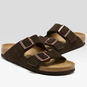 Birkenstock Arizona Mocha Suede Sandals Cork Footbed Minimal Luxe Classic Style